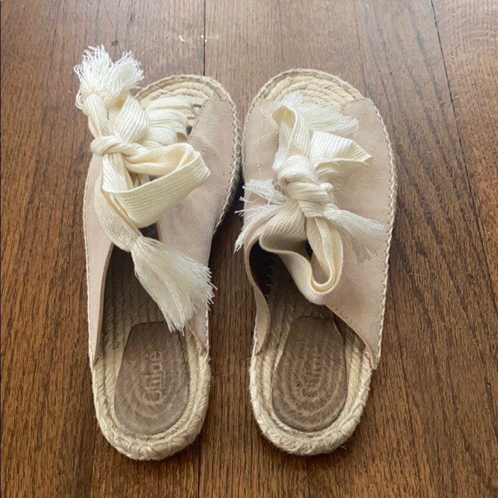 Chloe pink tie front espadrille - Picture 3 of 5